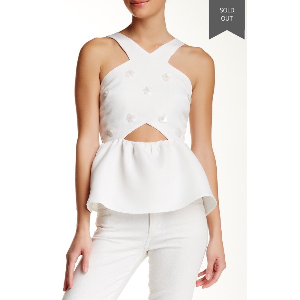 S - Endless Rose Embellished Peplum Top
